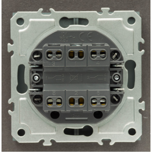 Ardero EV122-G вимикач 2-клавішний прохідний, механізм сірий 10А Soft - фото 3