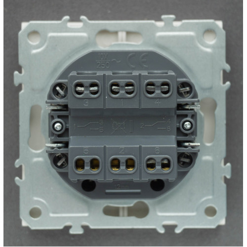 Ardero EV122-W вимикач 2-клавішний прохідний, механізм білий 10А Soft - фото 3