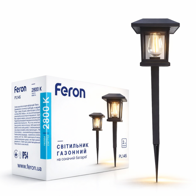 Светильник грунтовый светодиодный Feron PL145 2800K на солнечной батарее черный