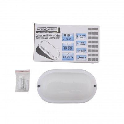 Светильник LED Oval Ceiling 8W 230V 640L 6500K IP65 TNSy