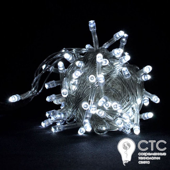 Гирлянда внешняя LS-3596 100LED разноцветный белый шнур