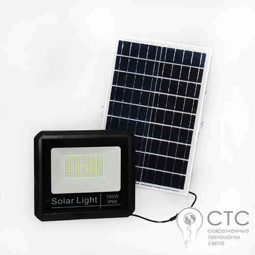 Светодиодный прожектор Powerlux PW4769 100W на солнечной панели с пультом ДУ - фото 1