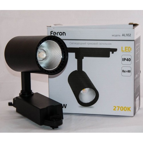 Светодиодный трековый светильник Feron AL102 12W 2700K черный - фото 1