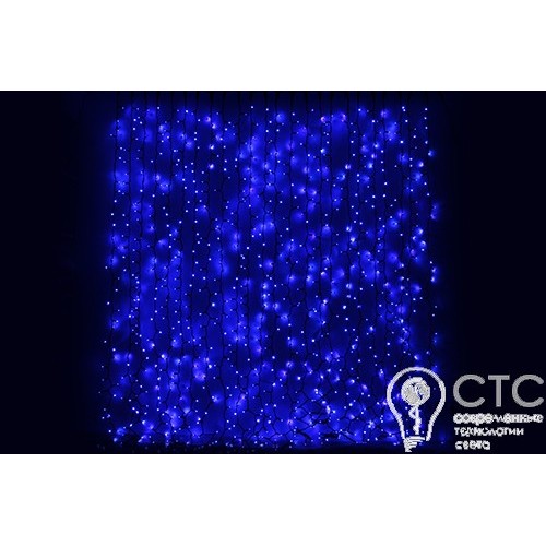 Гирлянда внешняя CURTAIN синяя кабель чёрный 2х3 м - фото 2