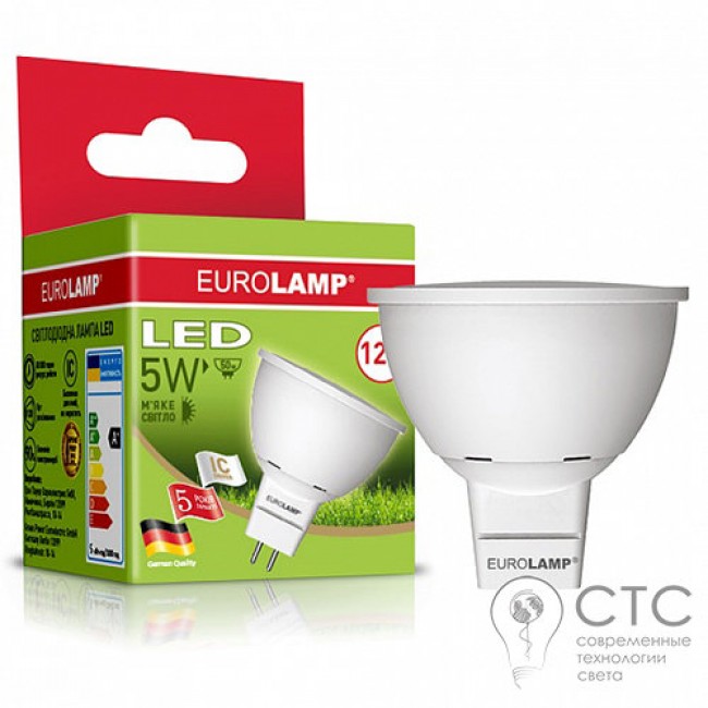 Светодиодная лампа EUROLAMP 5W 12V GU5.3 3000K