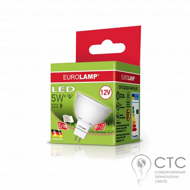 Светодиодная лампа EUROLAMP 5W 12V GU5.3 4000K
