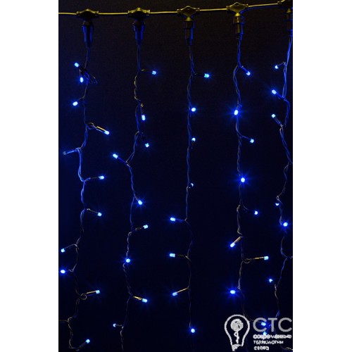 Гирлянда внешняя CURTAIN синяя кабель чёрный 2х7 м - фото 3