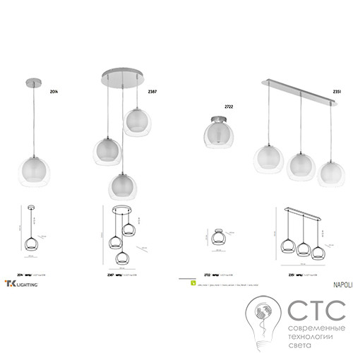 Подвесной светильник TK Lighting 2387 Napoli - фото 2