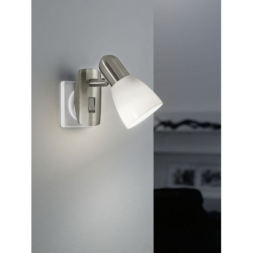 Бра розетка 1*25W E14 никель-мат белый 