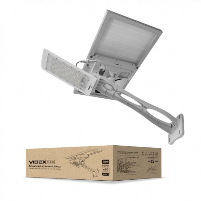 LED светильник уличный автономный VIDEX 30W 5000K