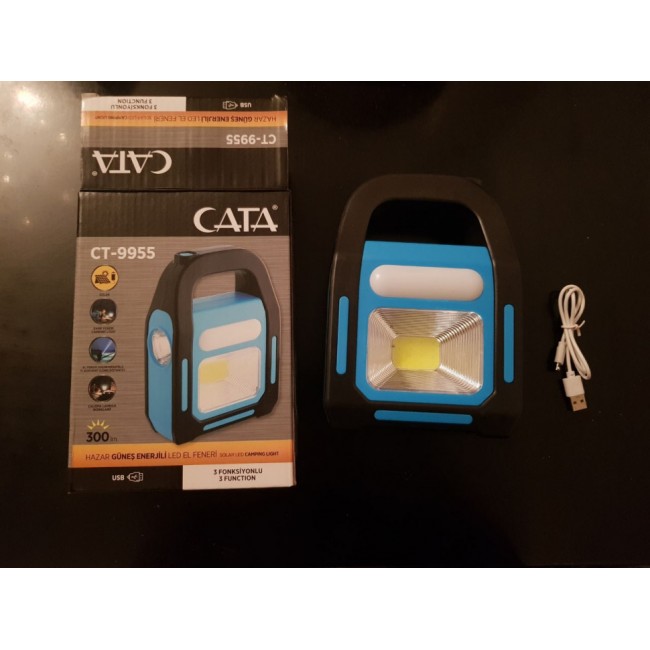 Ліхтар акумуляторний CATA CT-9955 із сонячною панеллю+Powerbank