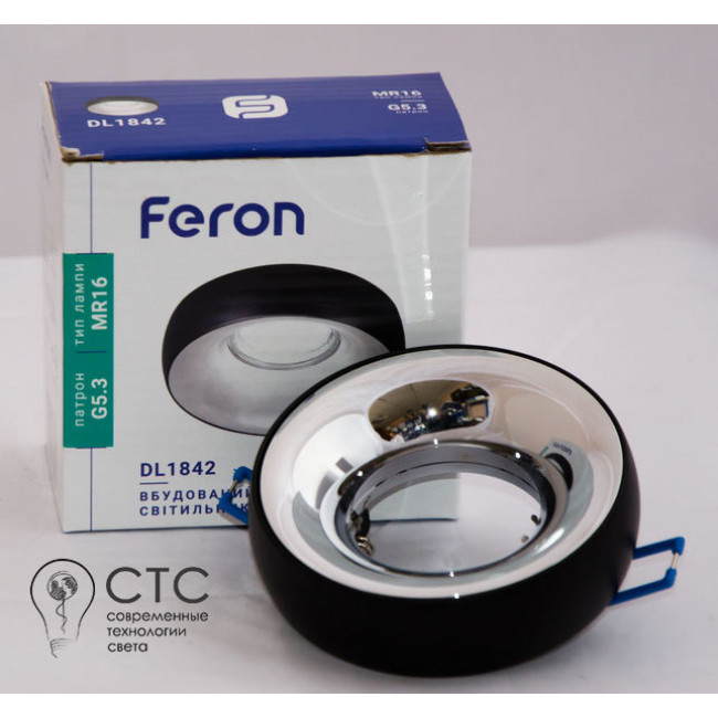 Встраиваемый светильник Feron DL1842 черный хром круг