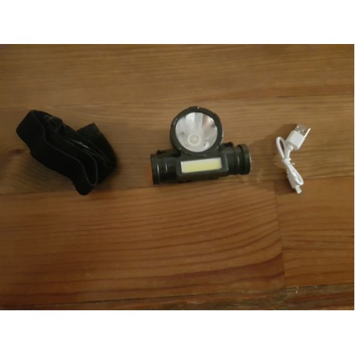 Налобний ліхтар з акумулятором та USB-зарядкою, XHE+COB діоди 0963 - фото 2