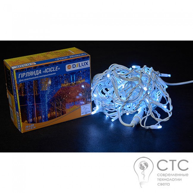 Гирлянда внешняя Delux ICICLE 75 LED белый/белый 2х0,7м