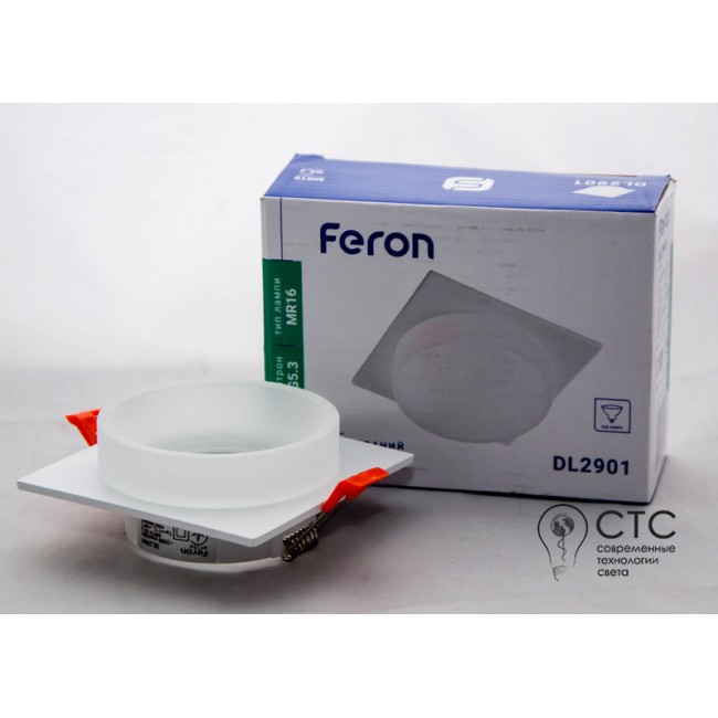 Встраиваемый светильник Feron DL2901 MR16 G5.3 квадрат белый матовый