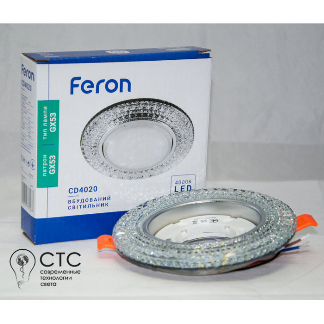 Встраиваемый светильник Feron CD4020 с led-подсветкой прозрачный