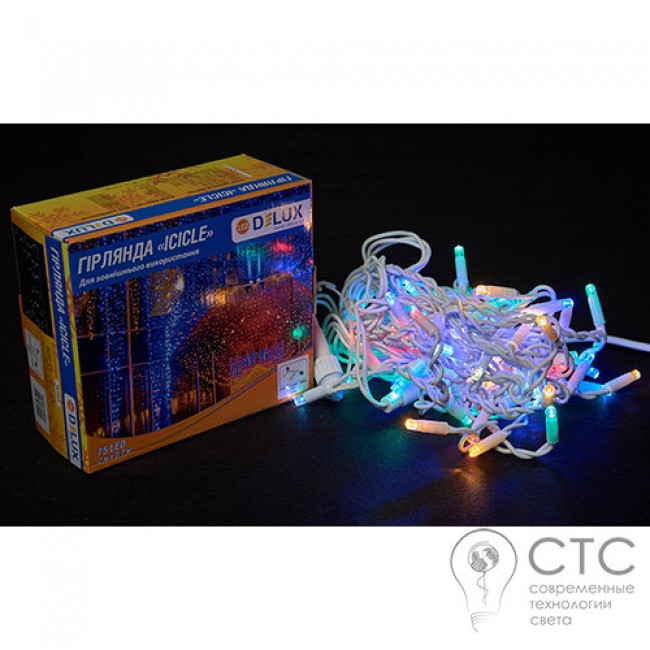 Гирлянда внешняя Delux ICICLE 75 LED мульти/белый 2х0,7м