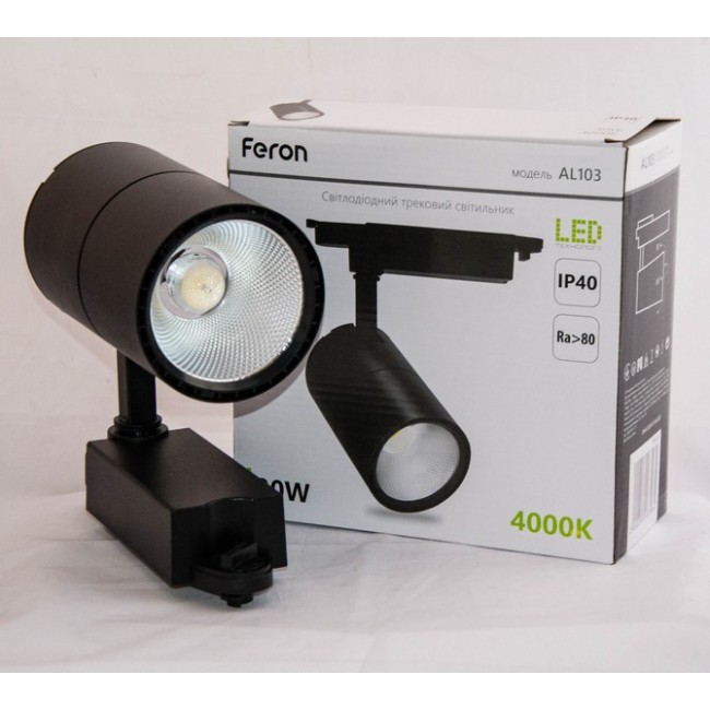 Світлодіодний трековий світильник Feron AL103 20W 4000K чорний
