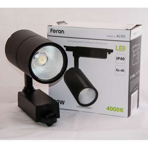 Светодиодный трековый светильник Feron AL103 30W 4000K черный - фото 1