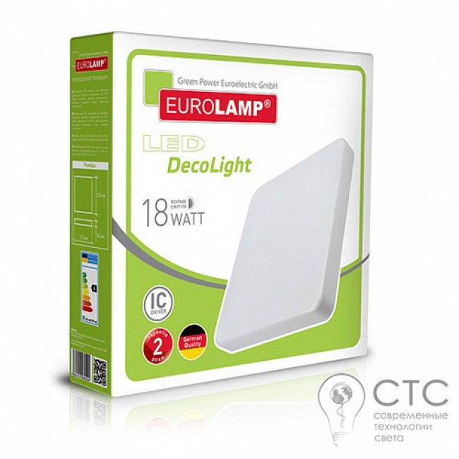 Светодиодный светильник EUROLAMP Decolight 18W 4000K квадрат
