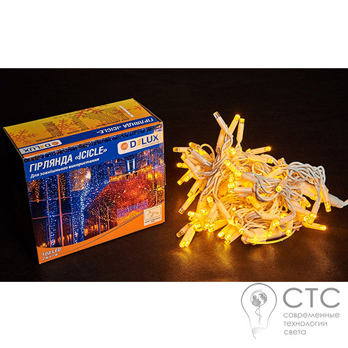 Гірлянда зовнішня Delux ICICLE 108 LED жовтий/білий 2х1м - фото 1