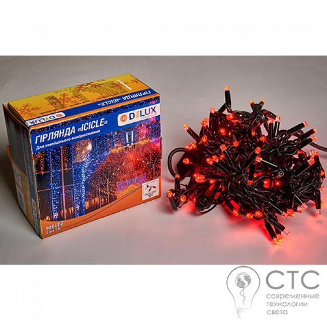 Гирлянда внешняя Delux ICICLE 108 LED красный/черный 2х1м