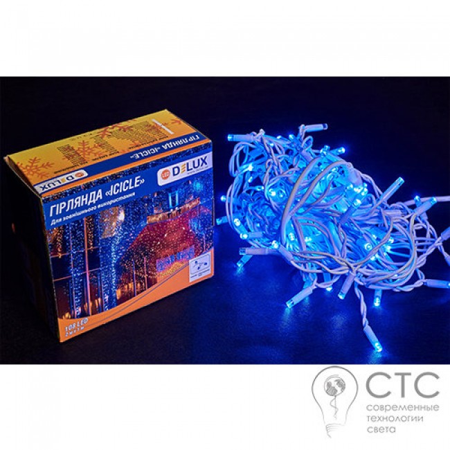 Гирлянда внешняя Delux ICICLE 108 LED cиний/белый 2х1м