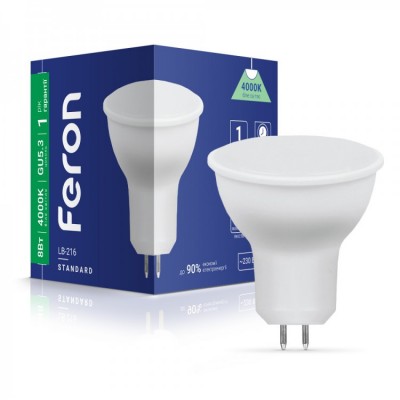 Світлодіодна лампа Feron LB-216 8W GU5.3 4000K