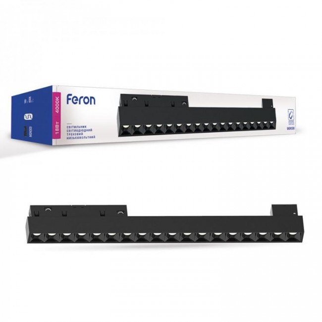 Магнитный трековый светильник Feron MGN300 18W 4000К  30 град черный