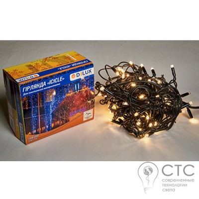 Гірлянда зовнішня Delux ICICLE 108 LED теплий білий/чорний 2х1м