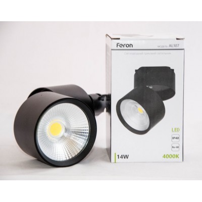 Світлодіодний трековий світильник Feron AL107 COB 14W чорний Світлодіодний трековий світильник Feron AL107 COB 14W чорний