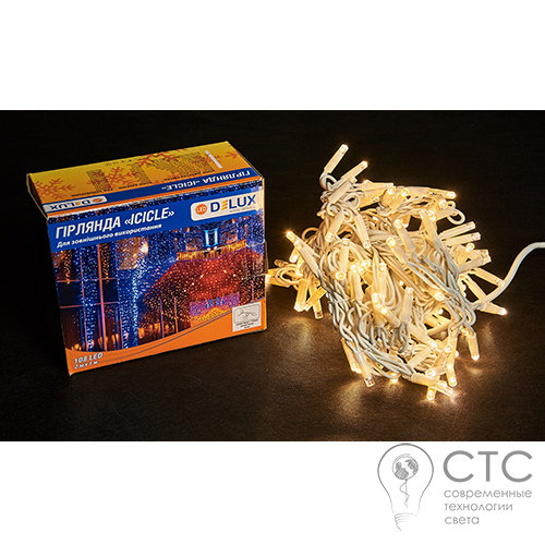 Гірлянда зовнішня Delux ICICLE 108 LED теплий білий/білий 2х1м - фото 1