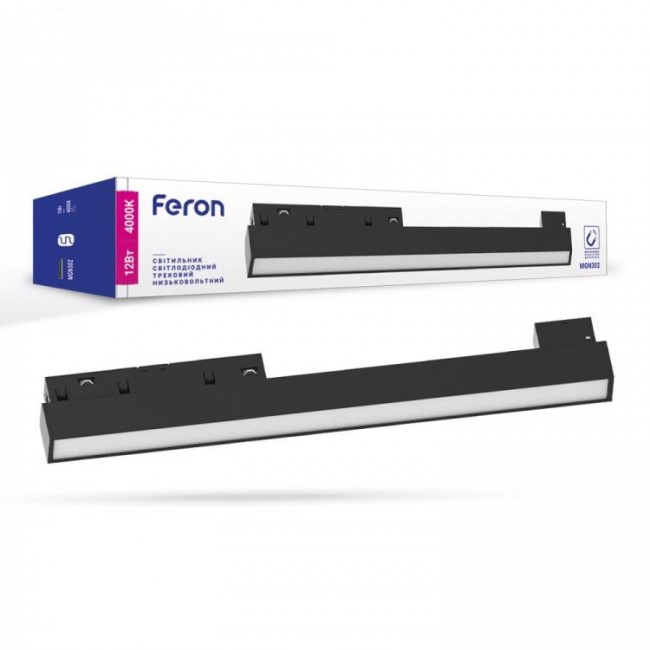 Магнитный трековый светильник Feron MGN302 12W 4000К 110 град чорний