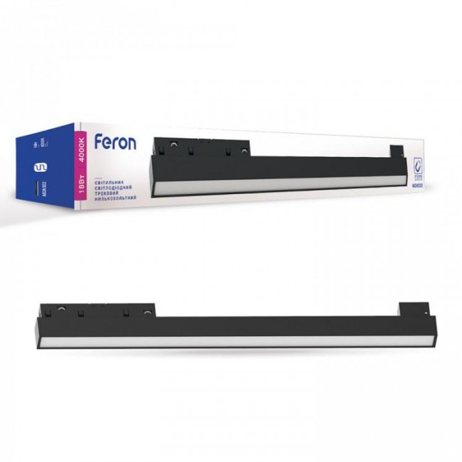 Магнитный трековый светильник Feron MGN302 18W 4000К 110 град чорний