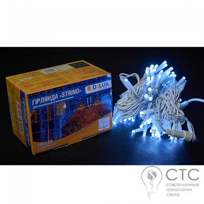 Гирлянда внешняя Delux String 100 LED белый/белый 10м (2х5м)