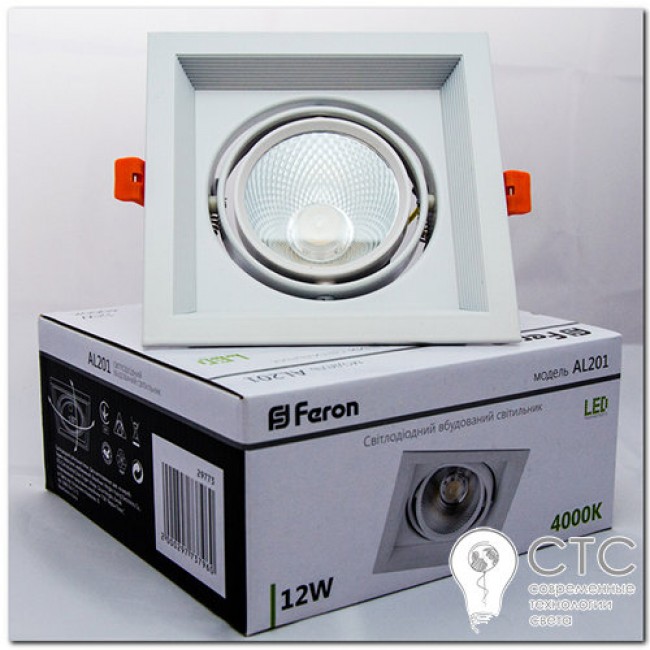 Светодиодный карданный светильник Feron AL201 12W COB 4000K 