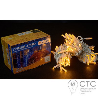 Гірлянда зовнішня Delux String 100 LED жовтий/білий 10м (2х5м)