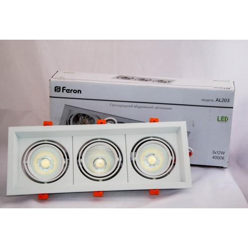 Светодиодный карданный светильник Feron AL203 12W 3xCOB 4000K - фото 1