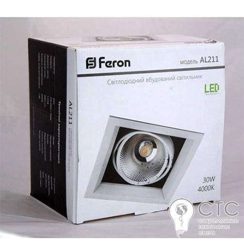 Светодиодный карданный светильник Feron AL211 30W COB 4000K - фото 1