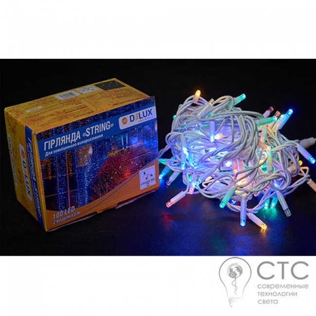 Гирлянда внешняя Delux String 100 LED мульти/белый 10м (2х5м)