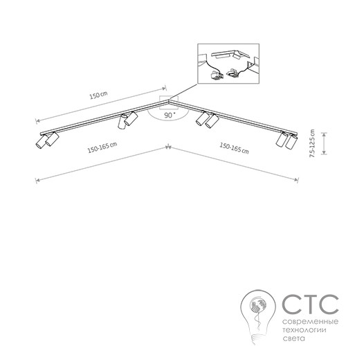 Спот Nowodvorski 7721 Mono Corner VIII 2X150 Black - фото 2