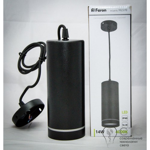 Светодиодный светильник Feron HL570 14W 4000K черный - фото 1