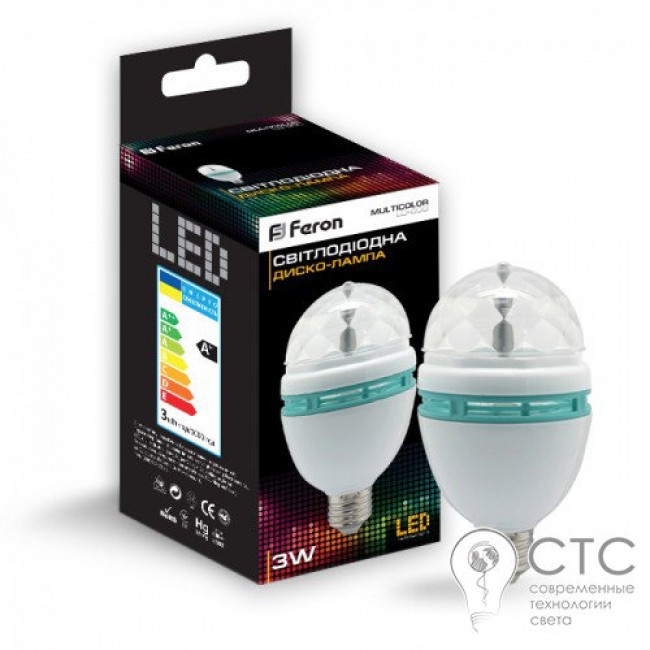 Светодиодная лампа Feron LB-800 3W E27 RGB disko lamp