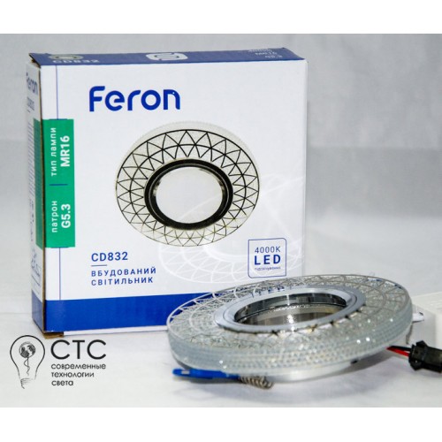 Встраиваемый светильник Feron CD832 с LED подсветкой прозрачный - фото 2
