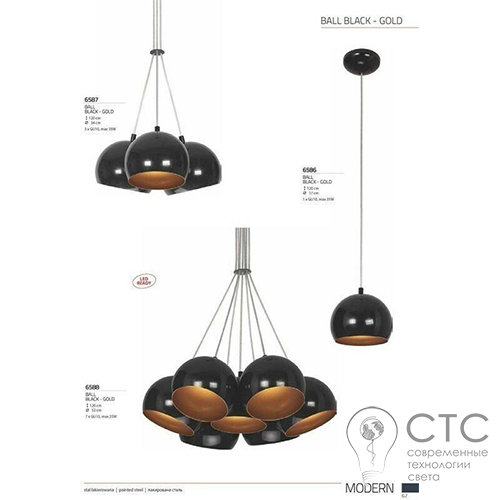 Подвесной светильник Nowodvorski 6587 Ball Black-Gold - фото 2