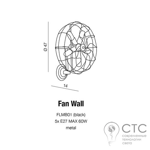 Настінний світильник Azzardo Fan Wall (FLMB01) - фото 3
