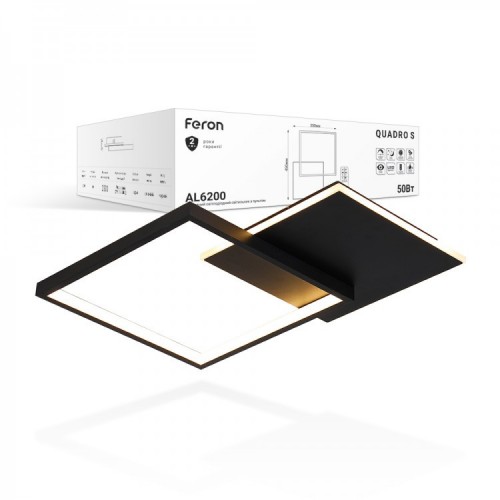 Светодиодный светильник Feron AL6200 QUADRO S 50W черный - фото 1