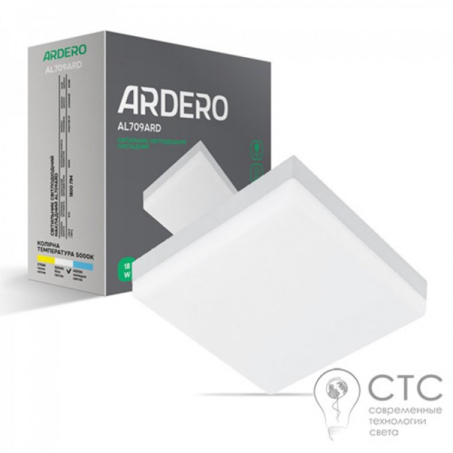 Накладной светодиодный светильник Ardero AL709ARD 18W 5000K квадрат