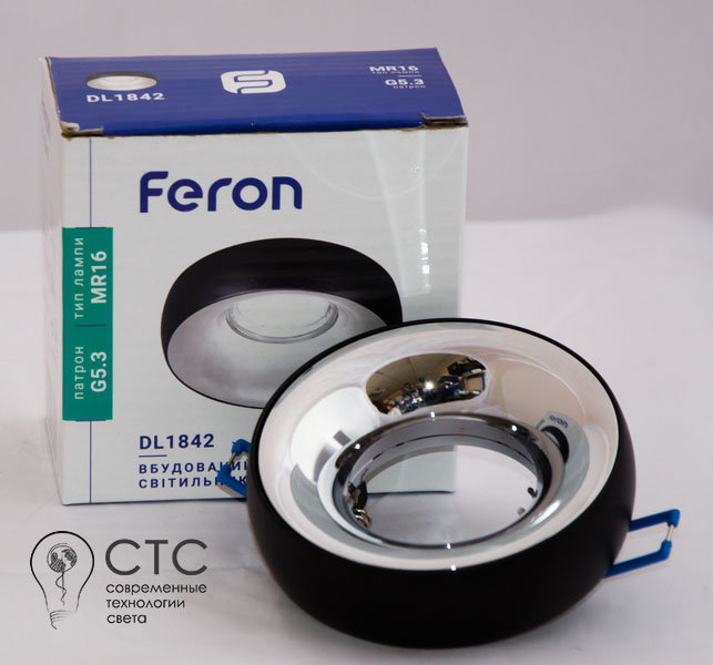 Встраиваемый светильник Feron DL1842 черный хром круг