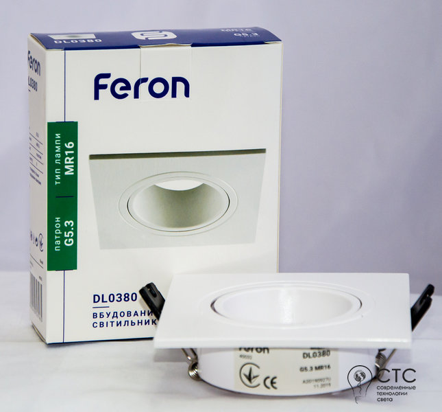 Встраиваемый светильник Feron DL0380 белый квадрат поворотный